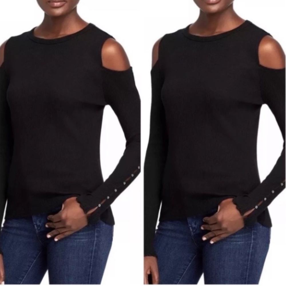 Current/Elliott Going Steady Cold Shoulder Black Sweater | Size Small